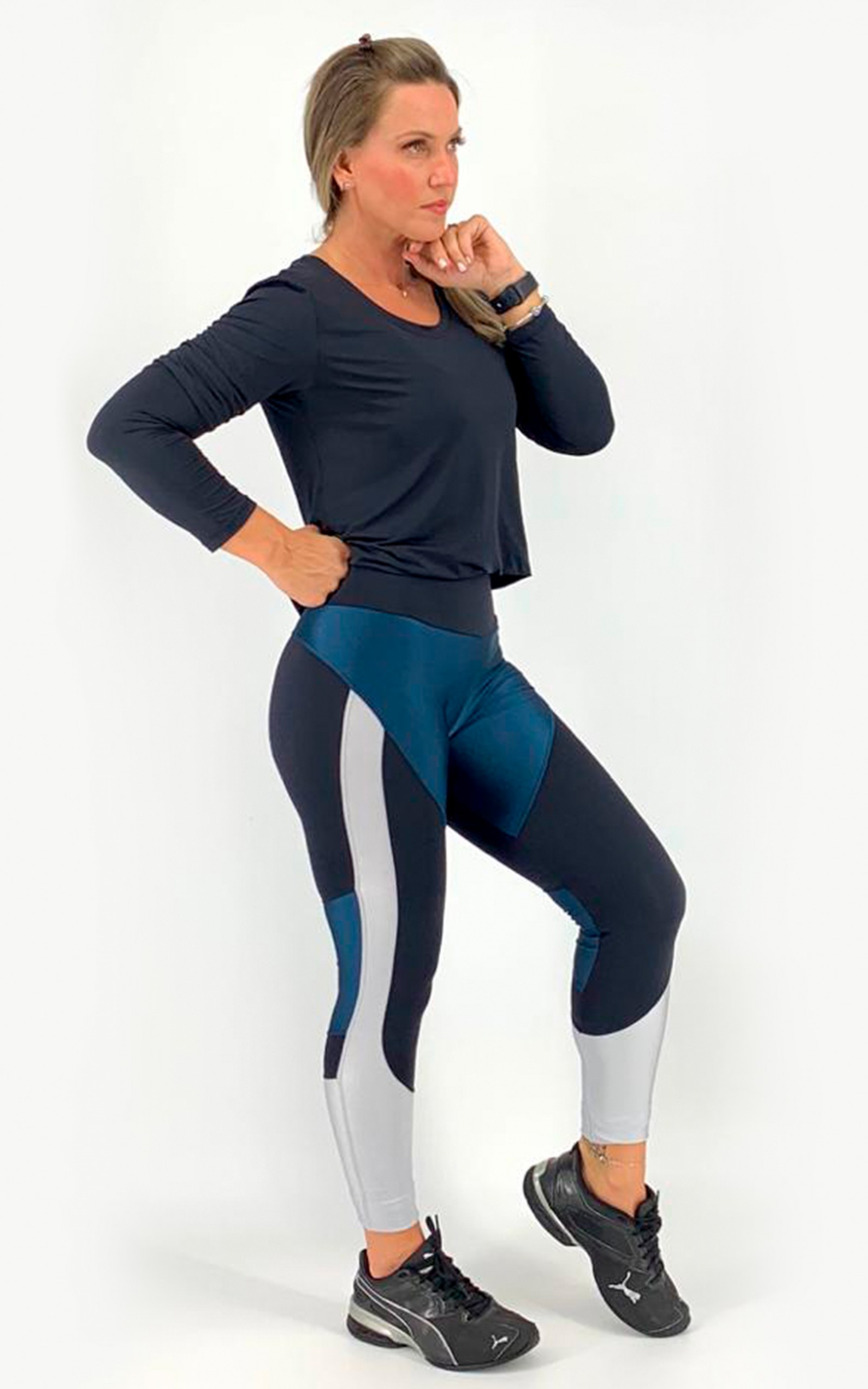 Legging Moviment Marinho e Prata, Coleção Move Your Body - NKT Fitwear Moda Fitness
