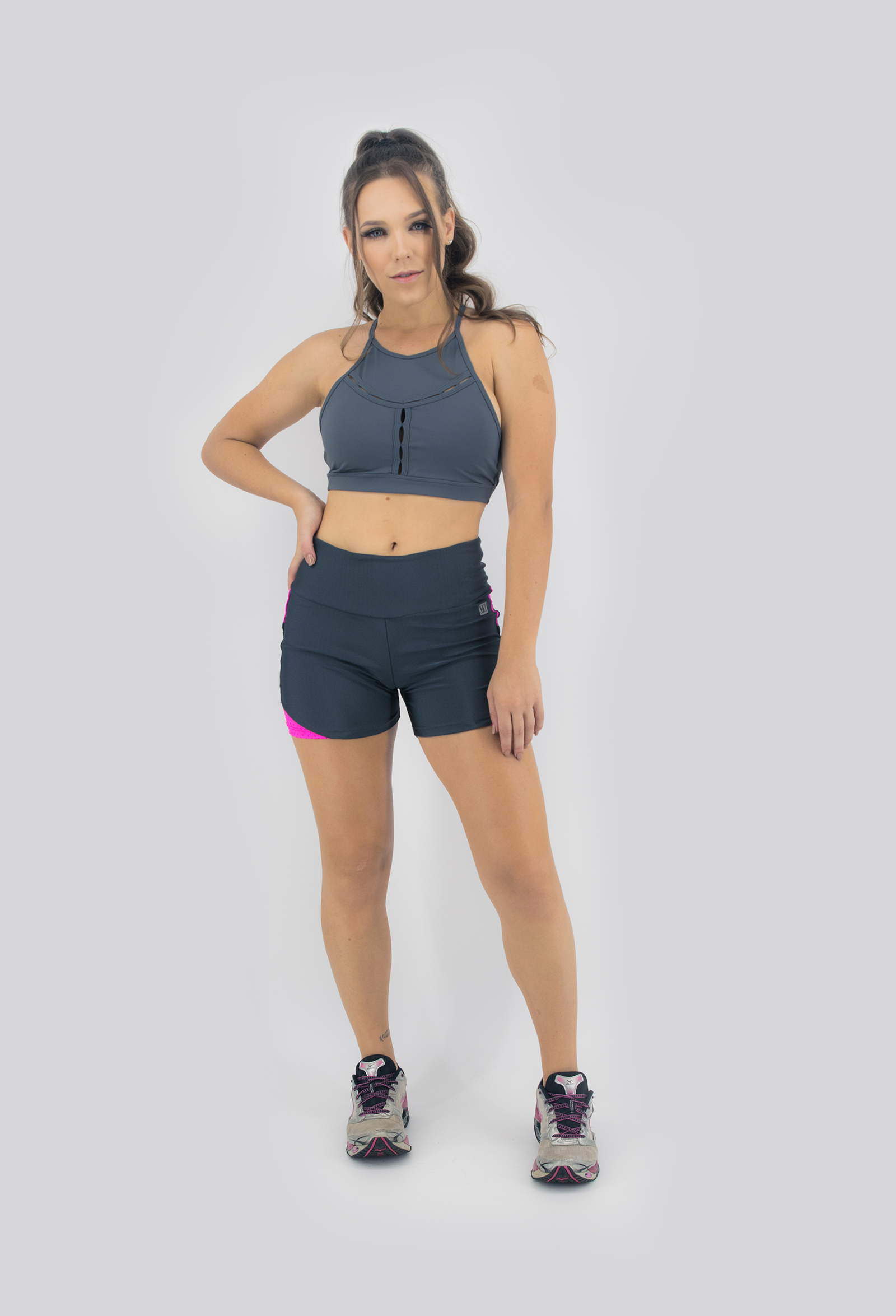Shorts Life Confort Chumbo, Coleção Move Your Body - NKT Fitwear Moda Fitness